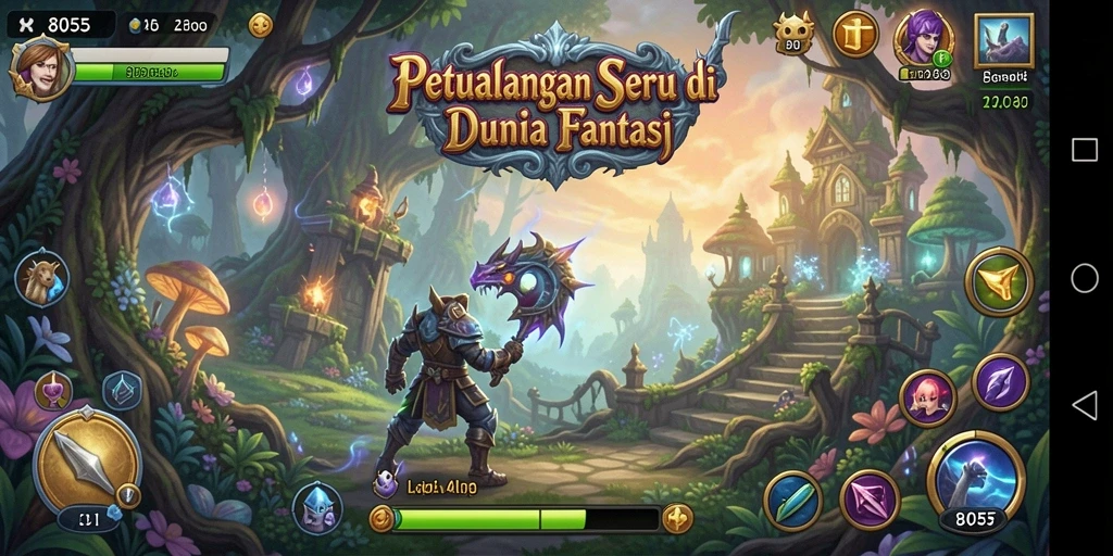 Tampilan gameplay mendebarkan di dalam dunia petualangan 8055.