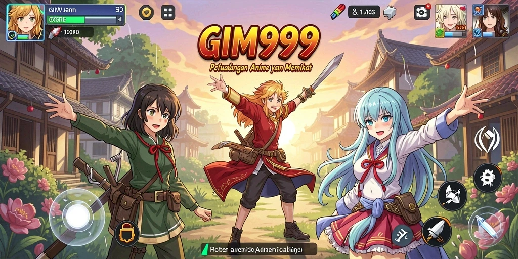 Tangkapan layar gameplay GIM999 menunjukkan aksi pertarungan dinamis.