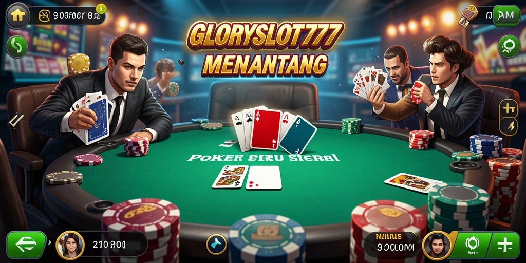Tangkapan layar gameplay menarik dari GLORYSLOT777 yang menunjukkan aksi Poker.