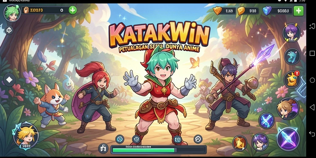 Screenshot gameplay KATAKWIN menunjukkan aksi seru di dunia Anime.