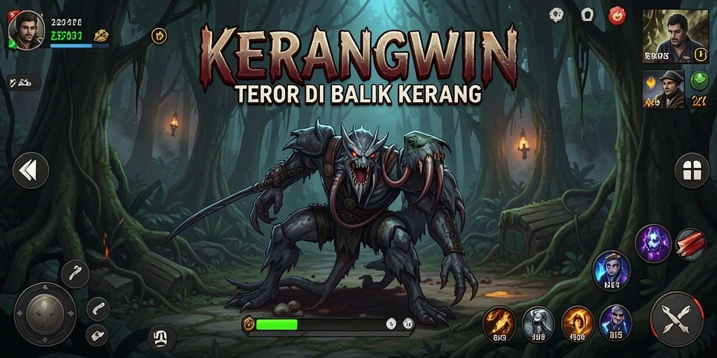 Screenshot menampilkan ketegangan dan gameplay seram KERANGWIN.