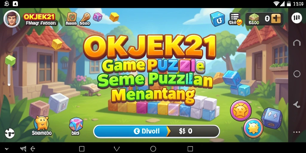 Screen utama OKJEK21 menampilkan gameplay Puzzle yang menarik dan penuh tantangan.