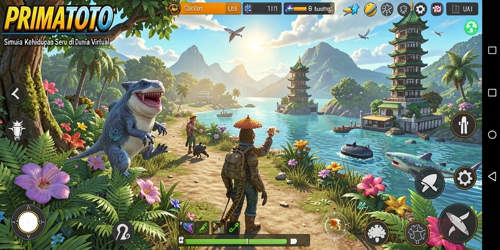Tampilan gameplay <strong>PRIMATOTO</strong> yang penuh warna dan interaksi menarik.