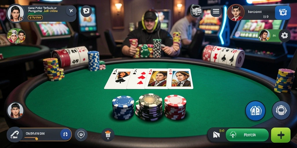 Tampilan gameplay Poker yang seru dan mendebarkan.