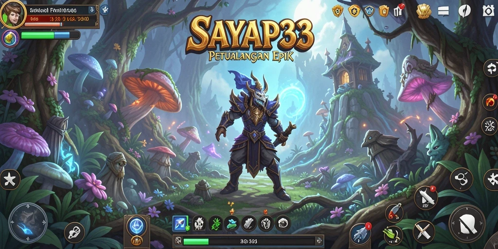 Tangkapan layar utama dari SAYAP33 menampilkan pertarungan seru di arena RPG.