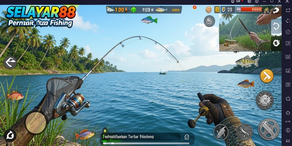 Tampilan gameplay menarik dengan aksi memancing seru di SELAYAR88.