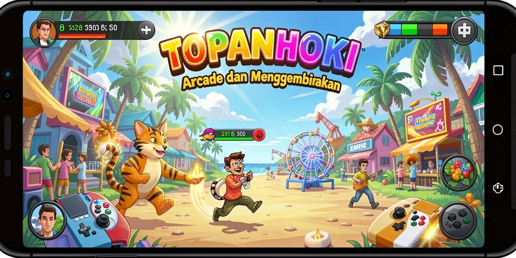 Tampilan gameplay TOPANHOKI dengan grafis warna-warni dan aksi seru.