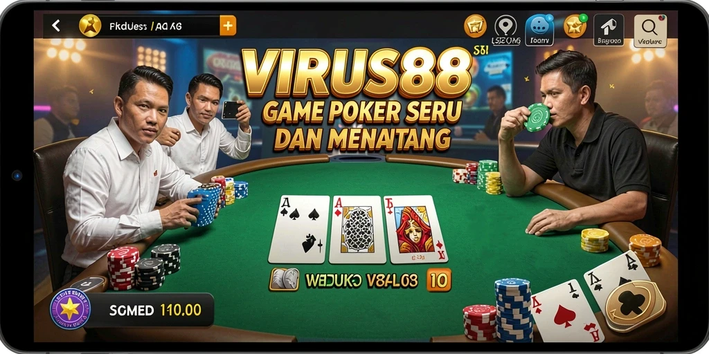 Tampilan gameplay menarik dari VIRUS88 saat bermain Poker.