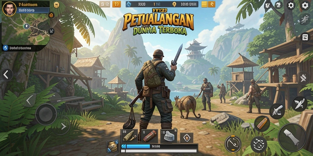 Screenshot gameplay menampilkan petualangan di dunia terbuka yang menakjubkan.