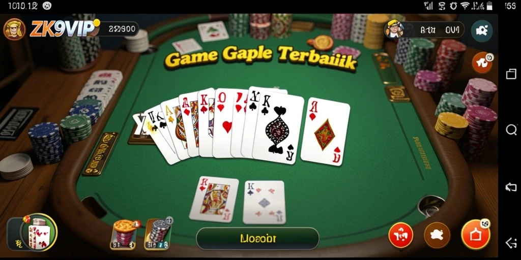 Screenshot gameplay ZK9VIP menampilkan suasana permainan Gaple yang seru.